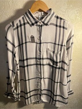 Classic White & Black Plaid Button-Up Shirt